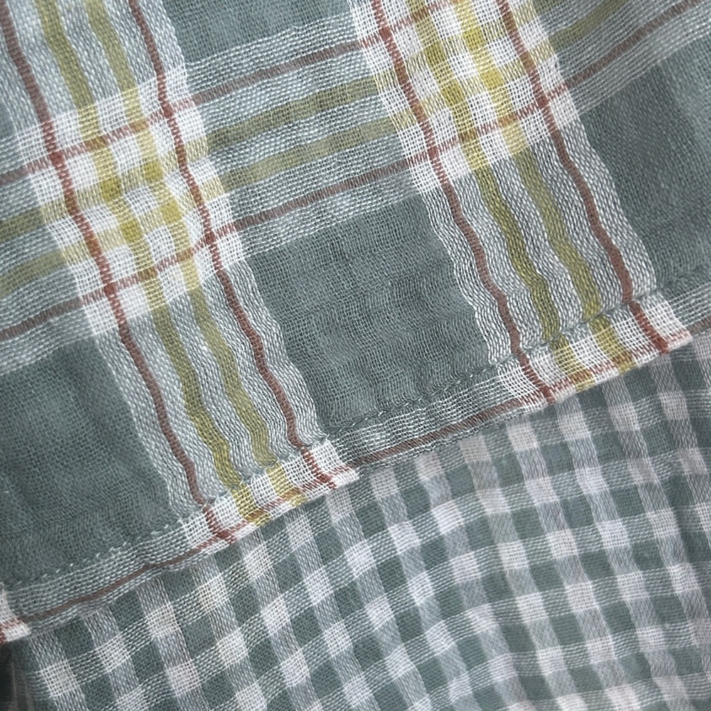 Mustard Seed Women's Blue White Plaid 3/4 Puff Sleeve High Low Blouse S - Picture 8 of 8